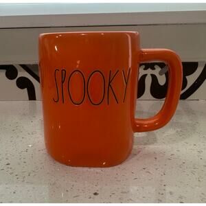 Rae Dunn By Magenta Artisan Collection “SPOOKY” Coffee Mug Orange Black Letters